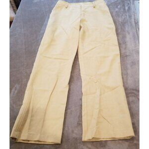 Bernadette Conte Women's Cotton Linen Blend Mid-Rise Wide Leg Pants Size 6 Khaki
